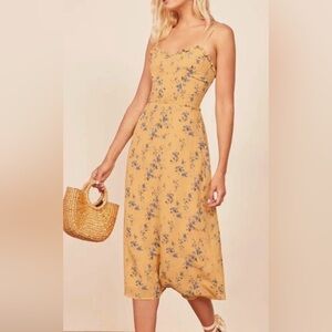 Reformation Cassandra Dress in Yellow Size 2 EUC